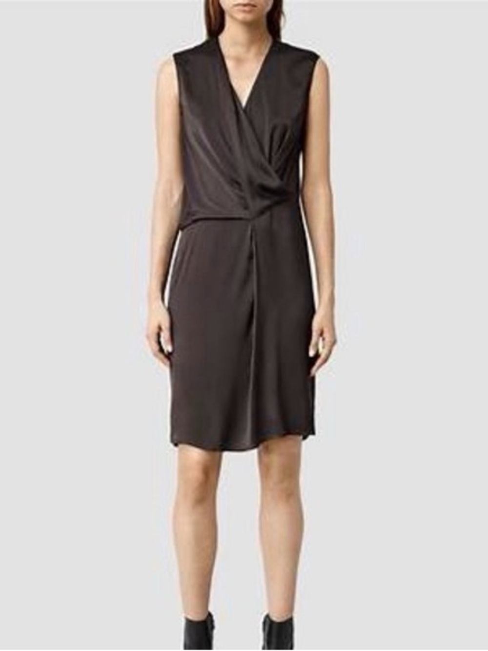 All Saints’ Arch Vi’ Minimalist Drape Front Dress in Chocolate Brown size US 6
